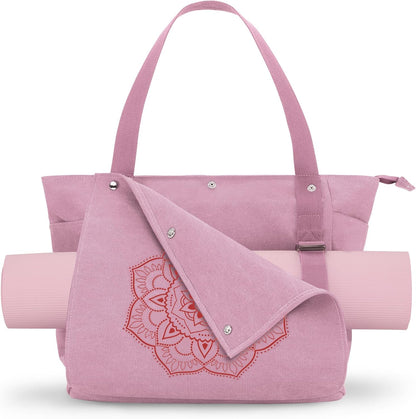 Yoga Mat Bag For Women Canvas Tote Pilates Gym Bag With Mat Carrier