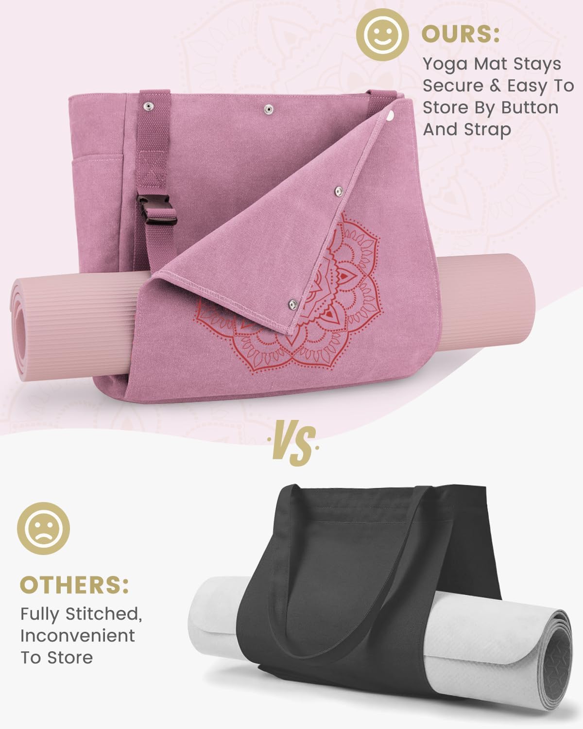 Yoga Mat Bag For Women Canvas Tote Pilates Gym Bag With Mat Carrier