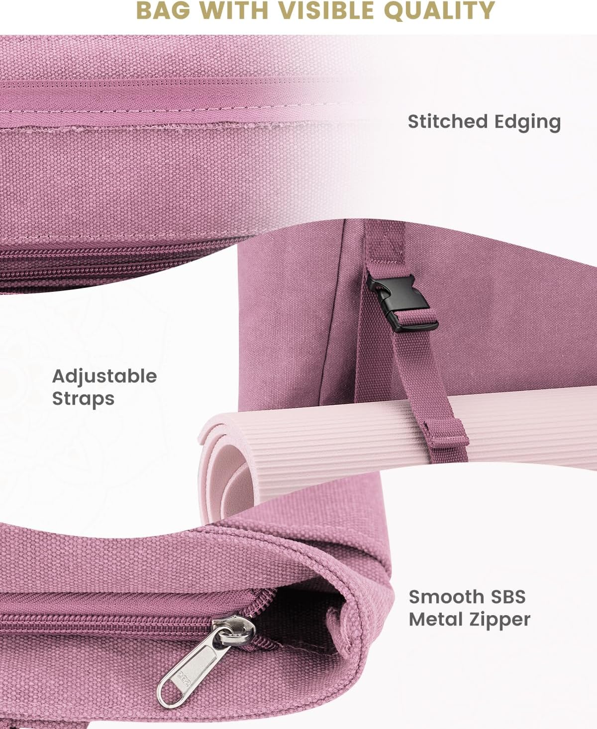 Yoga Mat Bag For Women Canvas Tote Pilates Gym Bag With Mat Carrier