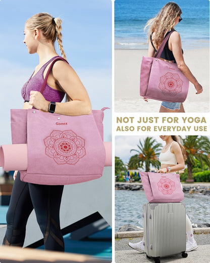 Yoga Mat Bag For Women Canvas Tote Pilates Gym Bag With Mat Carrier