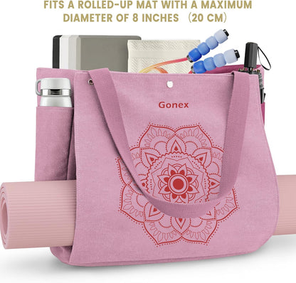 Yoga Mat Bag For Women Canvas Tote Pilates Gym Bag With Mat Carrier