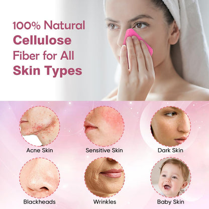 AIDEA Compressed Facial Sponges-48Count, Disposable Face Sponges, Pink