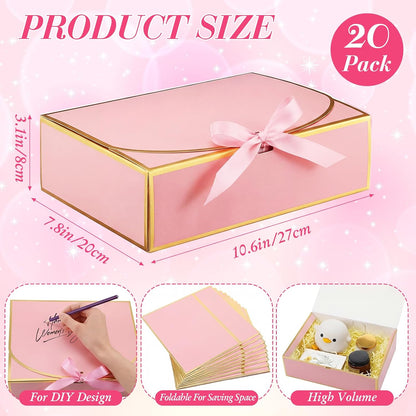 20 Pack Pink Gift Boxes with Lids Bulk 10.6x7.8x3.1inch