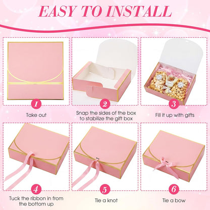 20 Pack Pink Gift Boxes with Lids Bulk 10.6x7.8x3.1inch