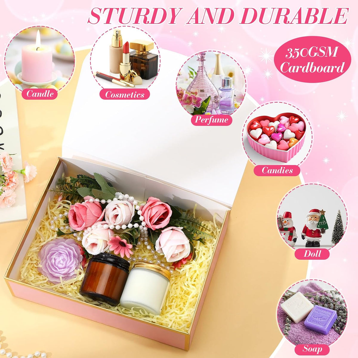 20 Pack Pink Gift Boxes with Lids Bulk 10.6x7.8x3.1inch