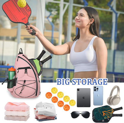 Goloni Pickleball Sling Bag for Men Women, Lightweight Pickleball Backpack with Fence Hook