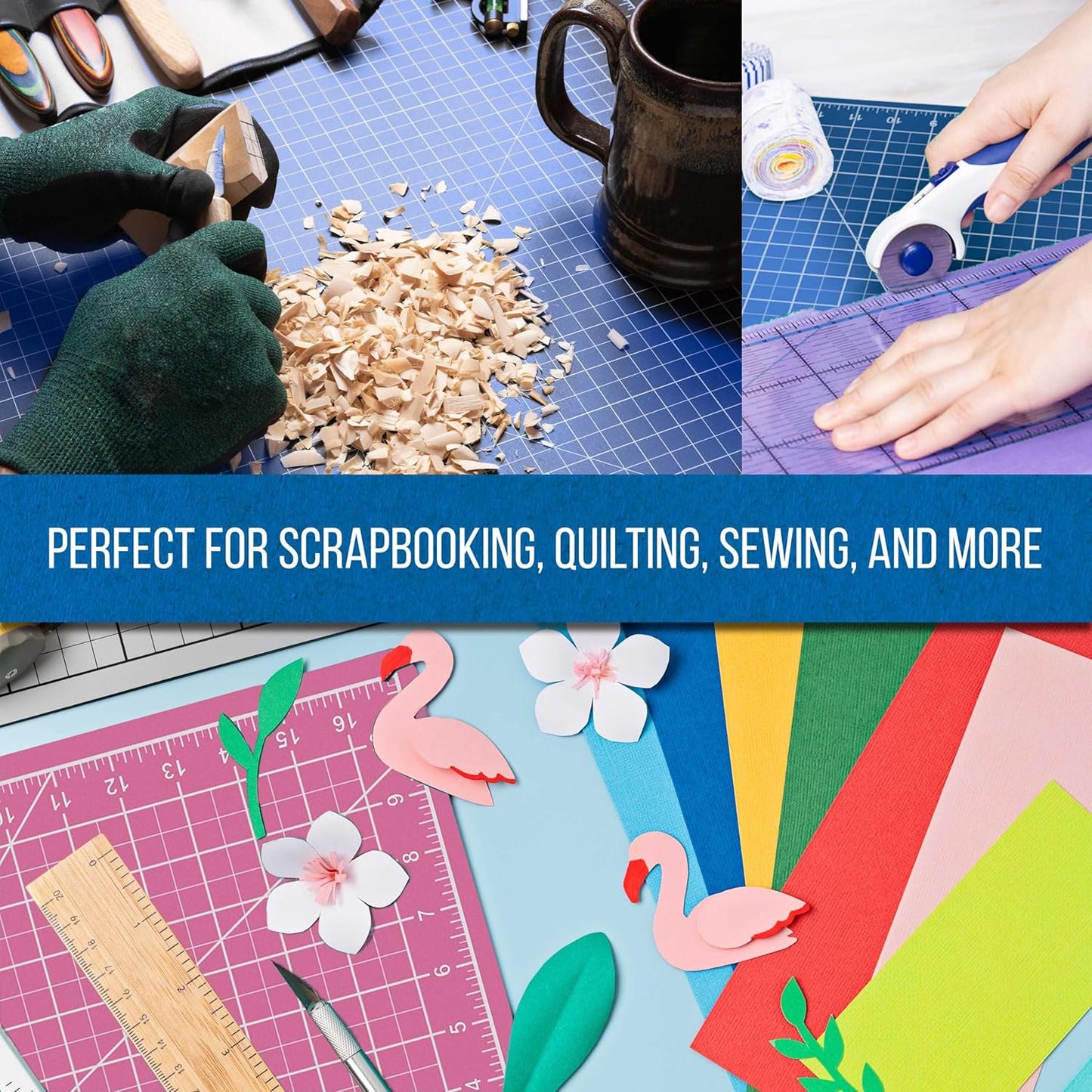 9" x 12" Self-Healing Cutting Mat 5-Ply (2 Pack) - Double-Sided Pink/Blue Craft Mat, Non-Slip Cutting Mats for Crafts, Sewing, Quilting, Scrapbooking