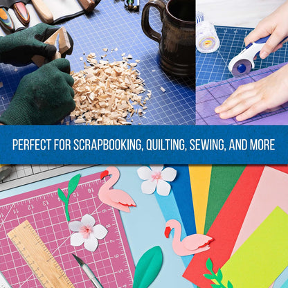 9" x 12" Self-Healing Cutting Mat 5-Ply (2 Pack) - Double-Sided Pink/Blue Craft Mat, Non-Slip Cutting Mats for Crafts, Sewing, Quilting, Scrapbooking