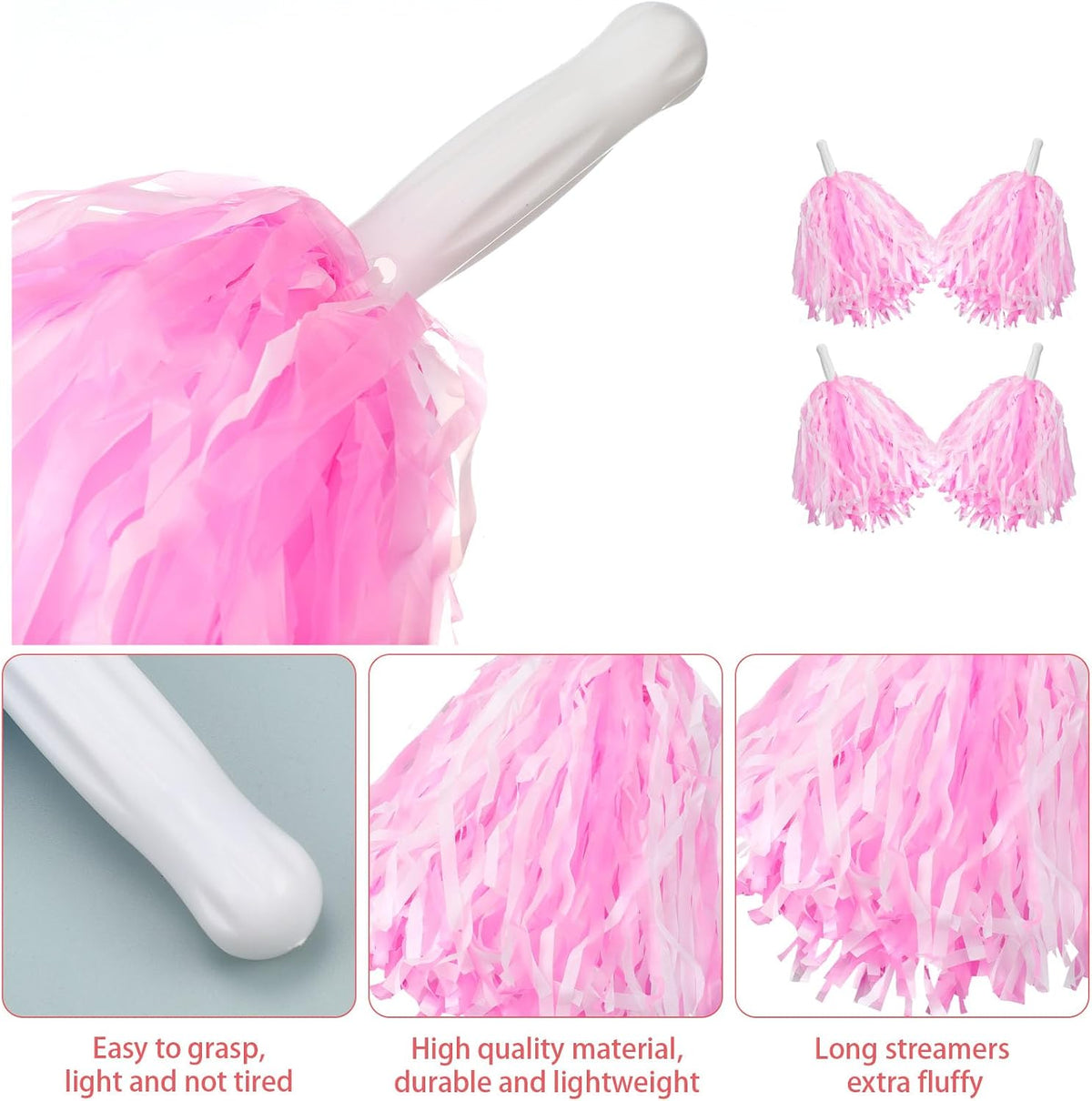 40 Pcs Pom Poms Cheerleading with Baton Handle