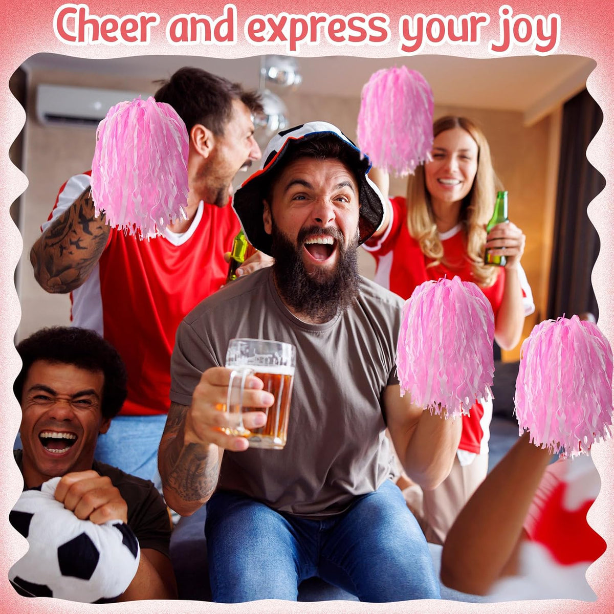 40 Pcs Pom Poms Cheerleading with Baton Handle