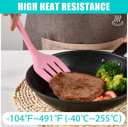 Silicone Spatula Set 5 Pieces Heat Resistant Non-Stick Rubber Spatulas for Baking Cooking Mixing Scraping Nonstick Cookware Kitchen Utensils (Pink)