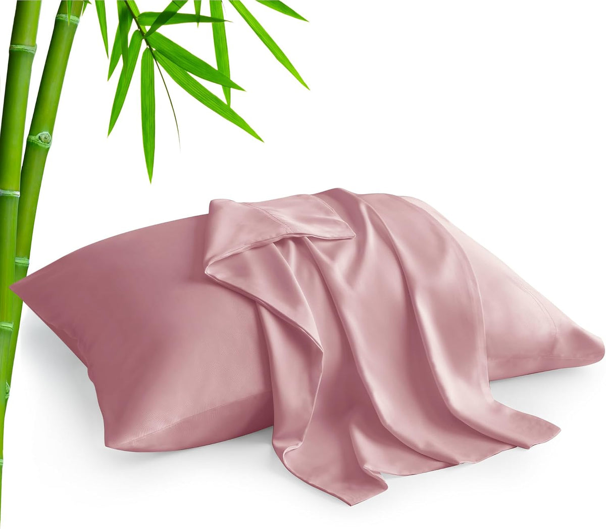 Pillow Cases Standard Size 2Pcs, Rayon from Bamboo, Rose Pink