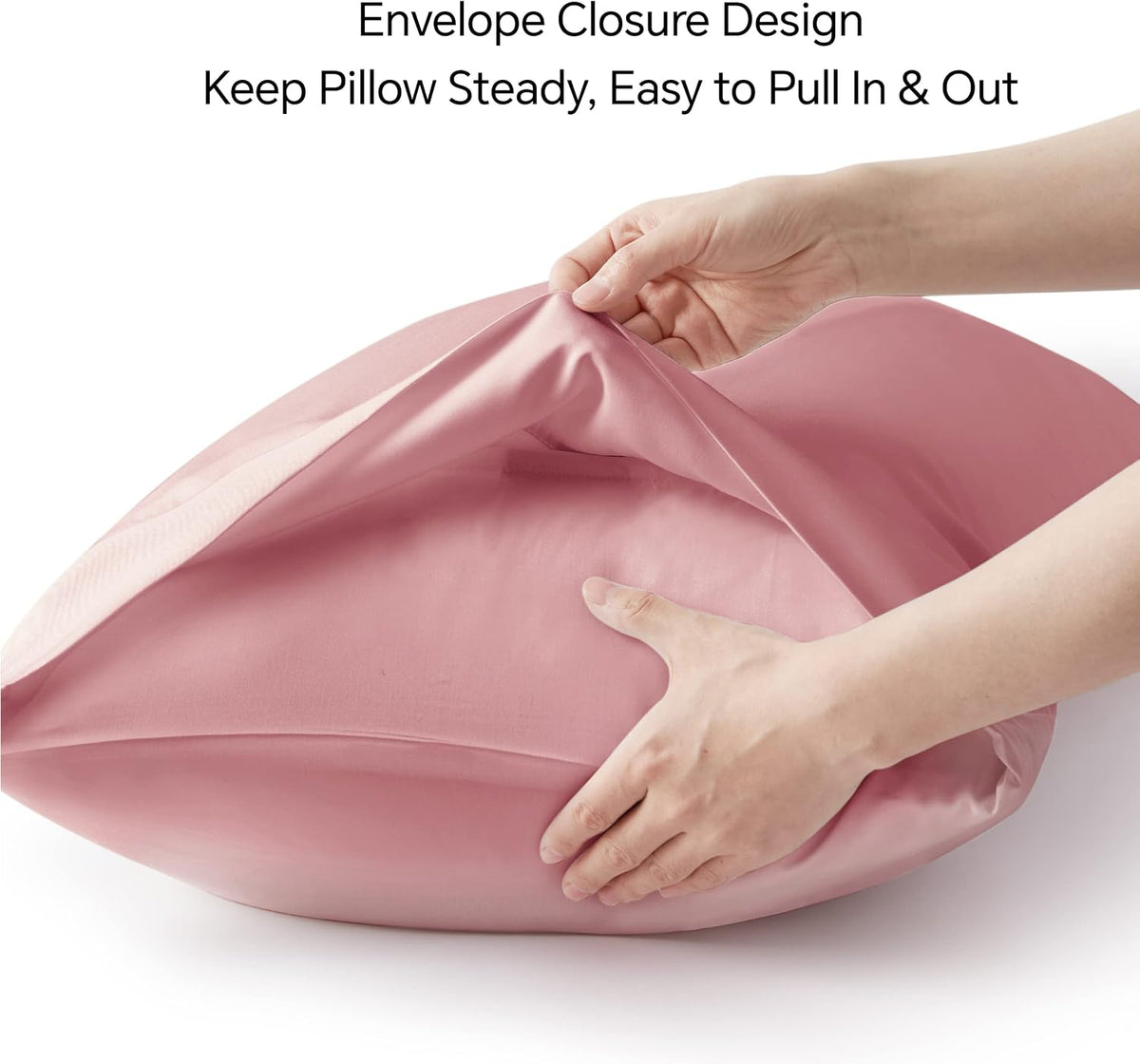 Pillow Cases Standard Size 2Pcs, Rayon from Bamboo, Rose Pink