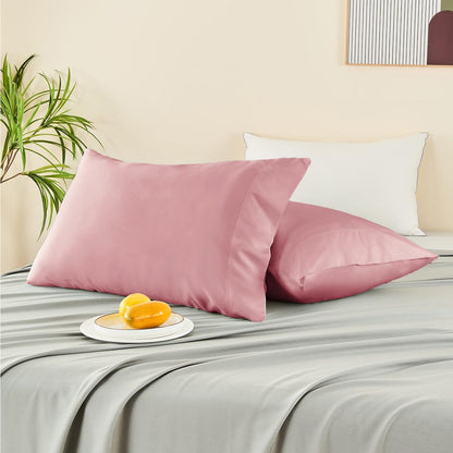 Pillow Cases Standard Size 2Pcs, Rayon from Bamboo, Rose Pink