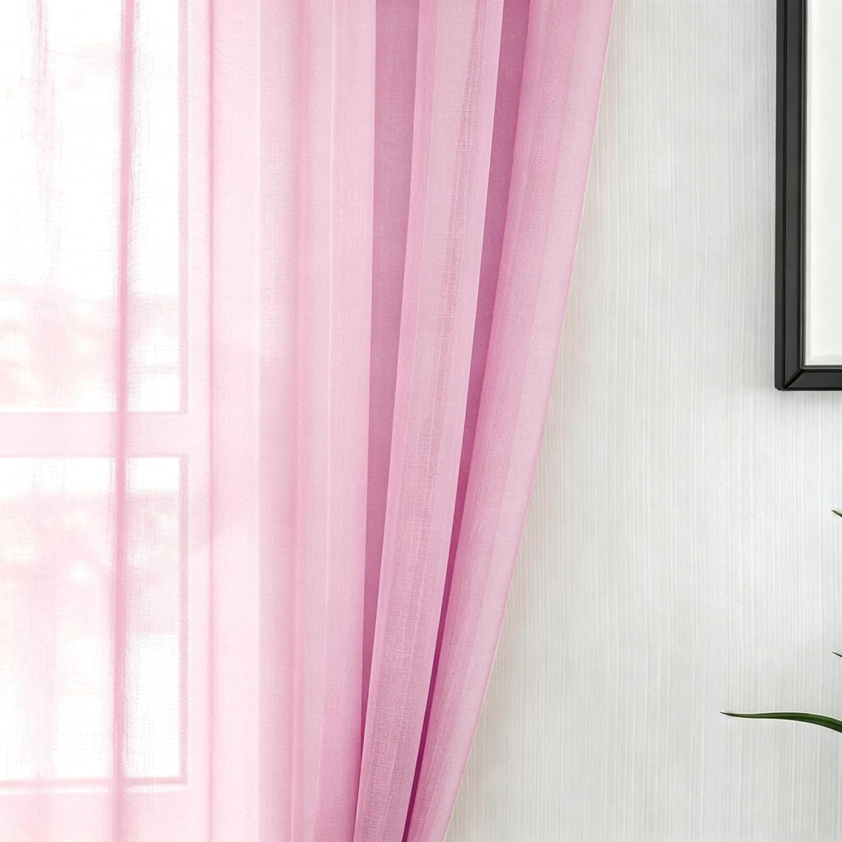 Pink Valance 15 inches Long Sheer Curtain Valance Living Room Bedroom Kitchen Voile Transparent Light Filtering Valance Curtain Small Short Door Window Treatment 2 Panels Rod Pocket