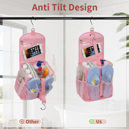 Hanging Mesh Shower Caddy Portable for College Dorm Room Essentials Pink
