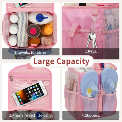 Hanging Mesh Shower Caddy Portable for College Dorm Room Essentials Pink