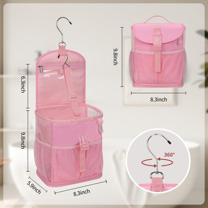 Hanging Mesh Shower Caddy Portable for College Dorm Room Essentials Pink