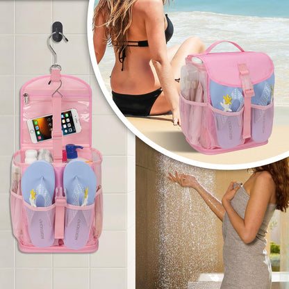 Hanging Mesh Shower Caddy Portable for College Dorm Room Essentials Pink