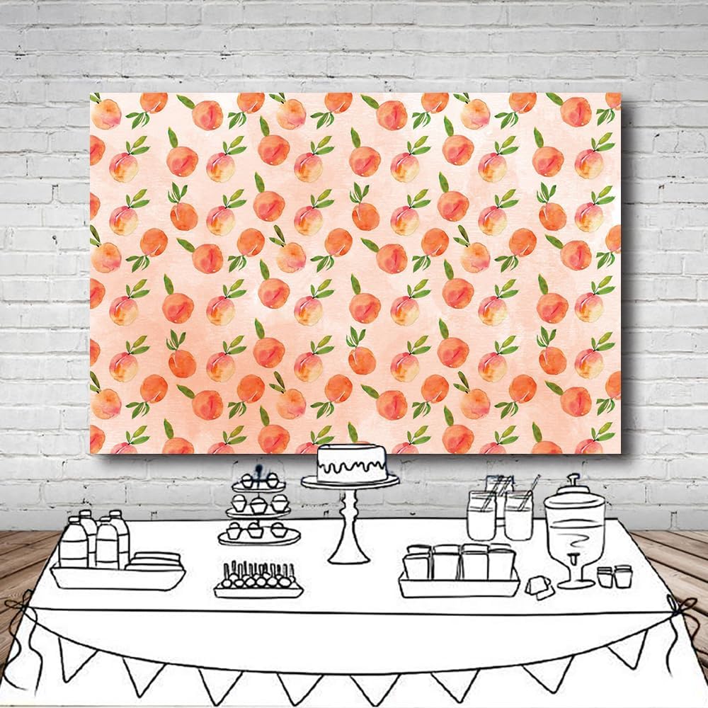 7x5 FT Peach Backdrop One Sweet Peach Birthday Party Decorations Baby Shower Birthday Party Background Cake Table Banner Supplies Photo Props