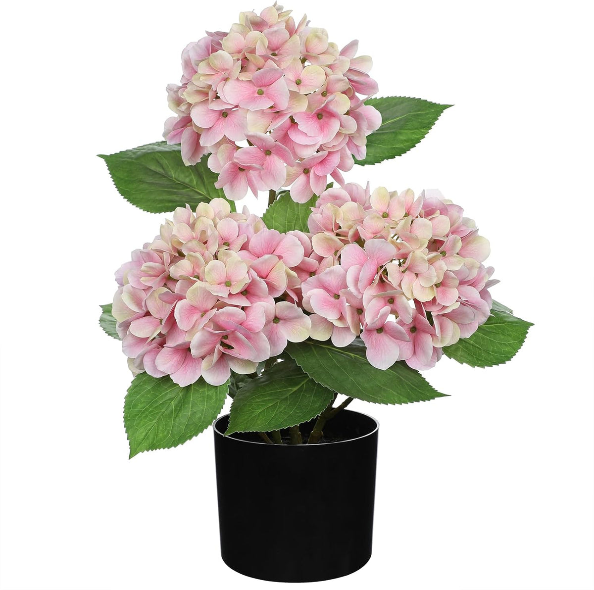 Pink Hydrangea Artificial Flowers in Pot Large Silk Hydrangeas Flowers Fake Flowers Arrangements for Indoor Home Office Kitchen Table Centerpieces Wedding Decorations