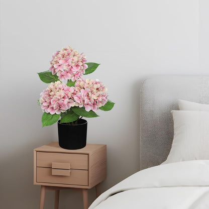 Pink Hydrangea Artificial Flowers in Pot Large Silk Hydrangeas Flowers Fake Flowers Arrangements for Indoor Home Office Kitchen Table Centerpieces Wedding Decorations
