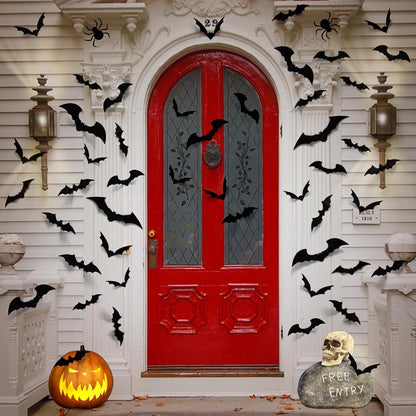 100Pcs Bats Halloween Decorations: Halloween Bats Wall Décor Sticker