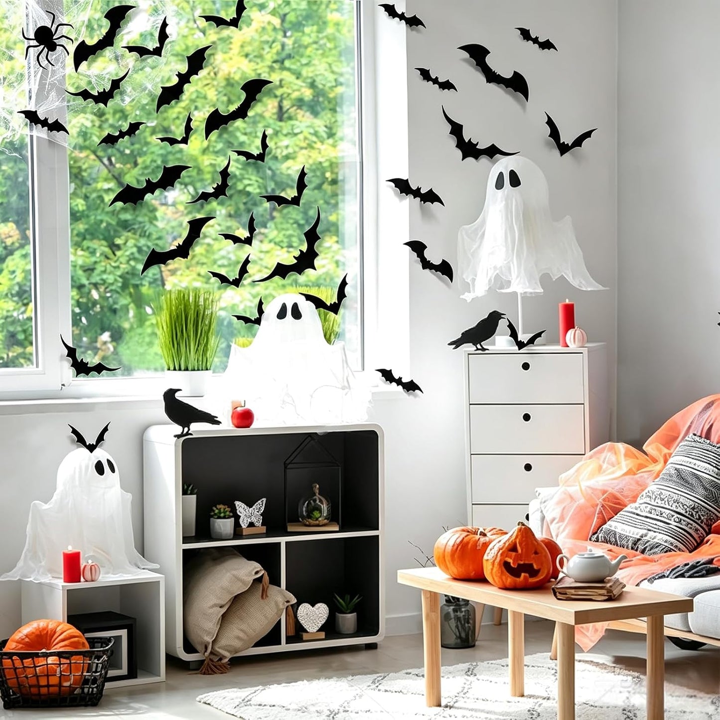 100Pcs Bats Halloween Decorations: Halloween Bats Wall Décor Sticker