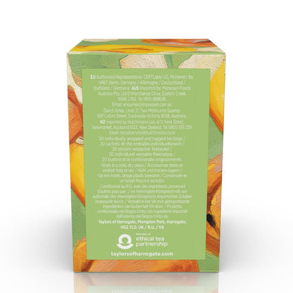 White Hibiscus & Peach, Green Tea Individually Wrapped Bags, 20 Count (Pack of 1), Delicate, Fruity and Sweet, Caffeinated, Enjoy Hot or Iced, 20 Teabags