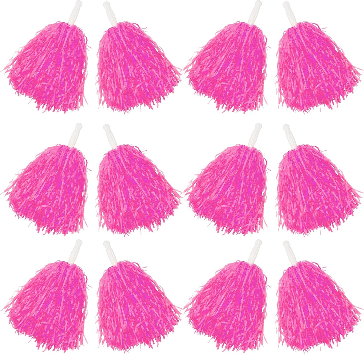 12 PCS Cheerleading Pom Poms Sports Dance Cheer Plastic Pom Pom with Plastic Handles for Sports Team Spirit Cheering, Party Dance Sports