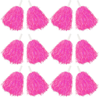 12 PCS Cheerleading Pom Poms Sports Dance Cheer Plastic Pom Pom with Plastic Handles for Sports Team Spirit Cheering, Party Dance Sports