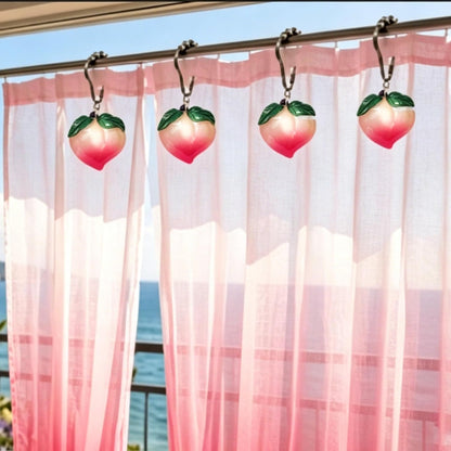 Peach Shower Curtain Hooks Rings for Peach Bathroom Decor, 12 Pcs Rust Proof Stainless Steel Shower Hook for Peach Theme Bathtub Shower Rod Decoration, Bedroom, Room Home Curtain Hanger