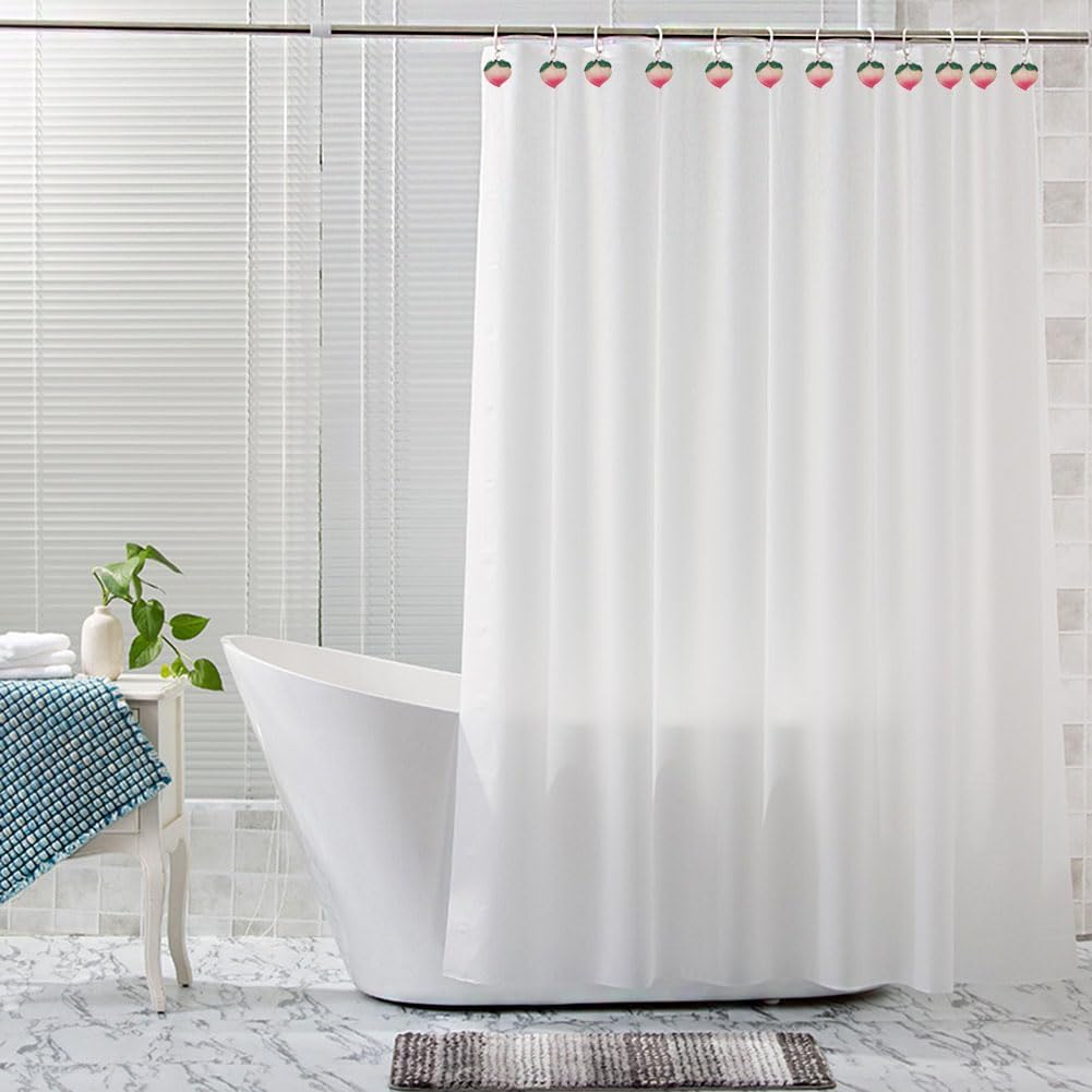 Peach Shower Curtain Hooks Rings for Peach Bathroom Decor, 12 Pcs Rust Proof Stainless Steel Shower Hook for Peach Theme Bathtub Shower Rod Decoration, Bedroom, Room Home Curtain Hanger