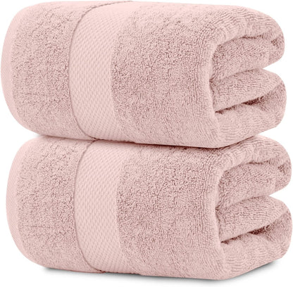 Pink 650 GSM Cotton Bath Sheet Towel - Extra Large 35x70, Luxury Soft, Highly Absorbent, Quick Dry, 2 Pack