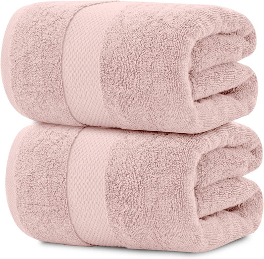 Pink 650 GSM Cotton Bath Sheet Towel - Extra Large 35x70, Luxury Soft, Highly Absorbent, Quick Dry, 2 Pack