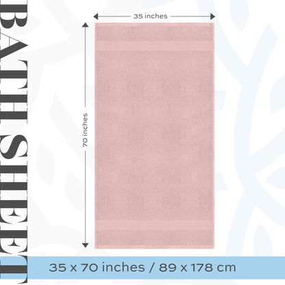 Pink 650 GSM Cotton Bath Sheet Towel - Extra Large 35x70, Luxury Soft, Highly Absorbent, Quick Dry, 2 Pack