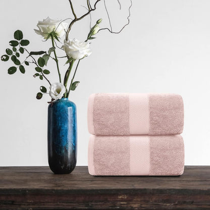 Pink 650 GSM Cotton Bath Sheet Towel - Extra Large 35x70, Luxury Soft, Highly Absorbent, Quick Dry, 2 Pack