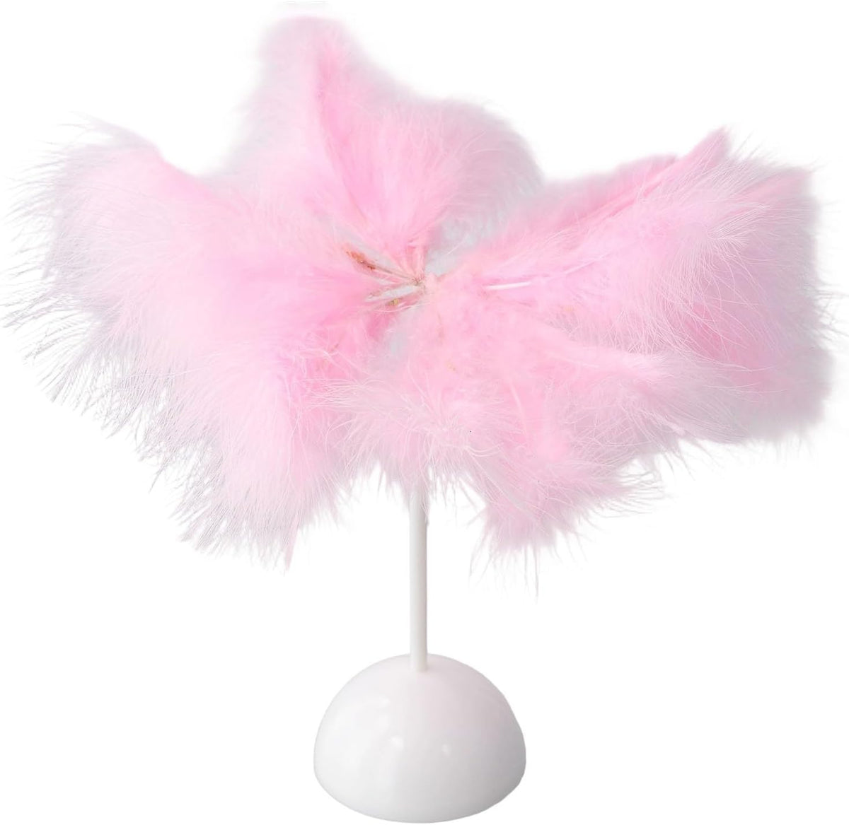 Feather Table Lamp for Bedroom Bedside Decor, Portable Plume Night Light with Stable Base, Soft Glow Desk Lamp for Teen for Girls Room, Wedding Valentine, White Pink(Pink)