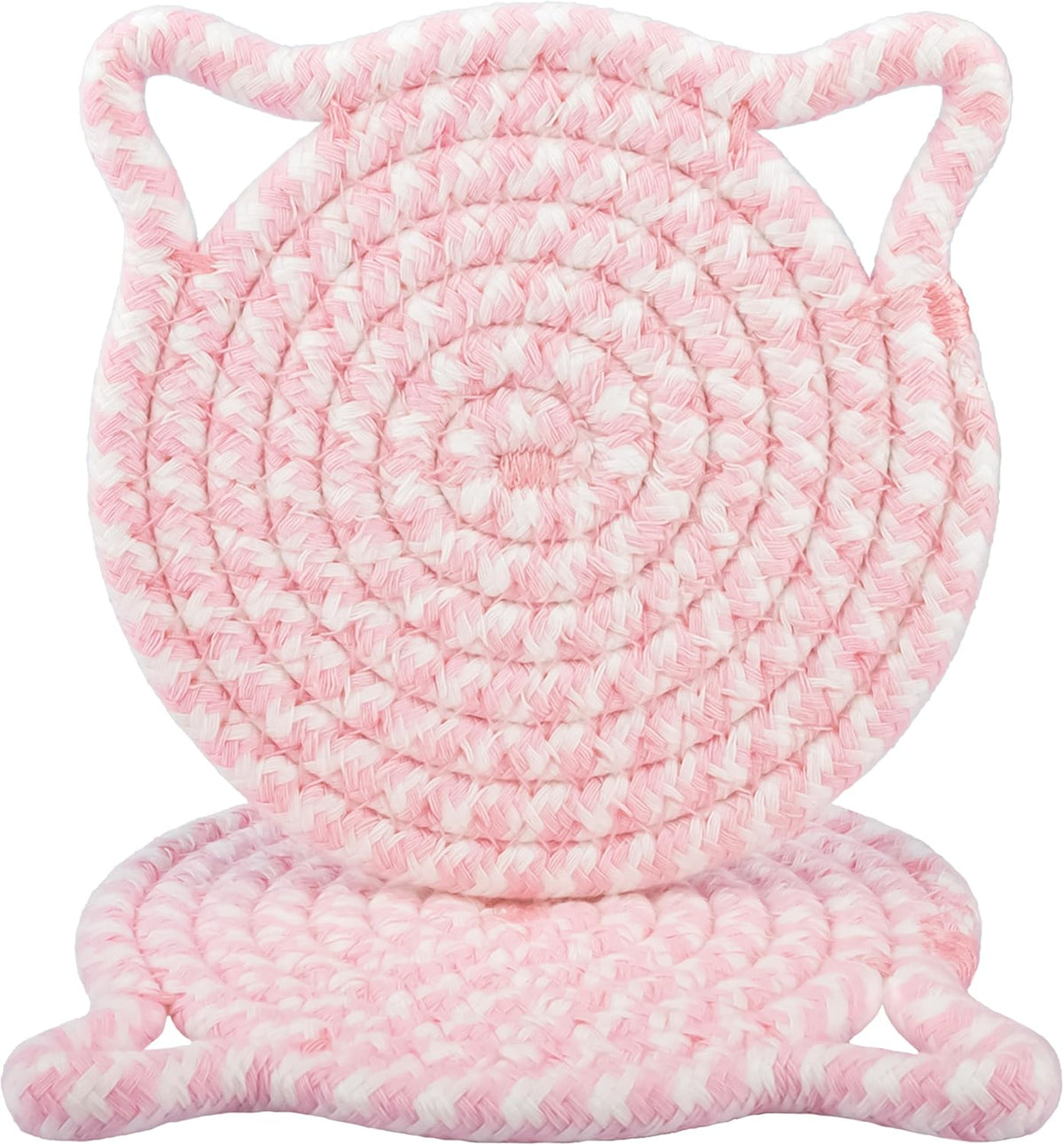 Cute Coasters for Desk Set of 2, Extra Large 4.8 in* 8mm, Absorbent Handmade Fabric Drink Coasters for Coffee & Tea - Fall House Warm Home Décor, Protect The Wooden Table (2 Pack-Cat-Rose Pink)