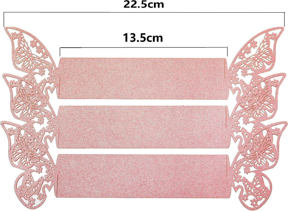 100 Pieces Napkin Rings, 3D Butterfly Paper Napkin Rings for Place Settings, Wedding Receptions, Dinner or Holiday Parties, Family Gatherings, DIY Decoration (Pink)