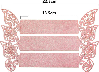 100 Pieces Napkin Rings, 3D Butterfly Paper Napkin Rings for Place Settings, Wedding Receptions, Dinner or Holiday Parties, Family Gatherings, DIY Decoration (Pink)