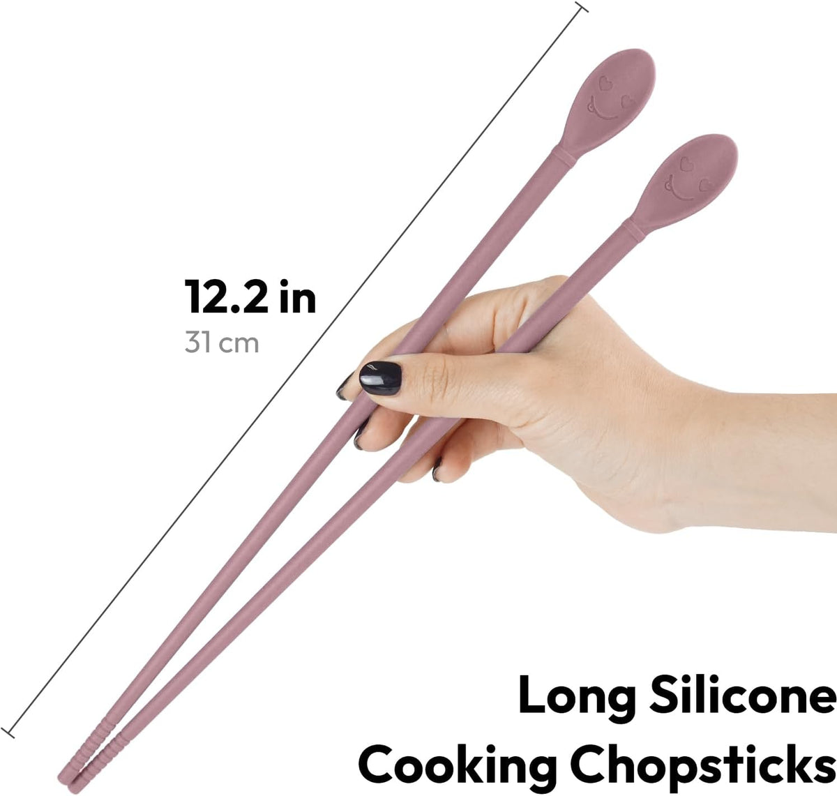 Silicone Cooking Chopsticks, 1 pair - Dusty Pink