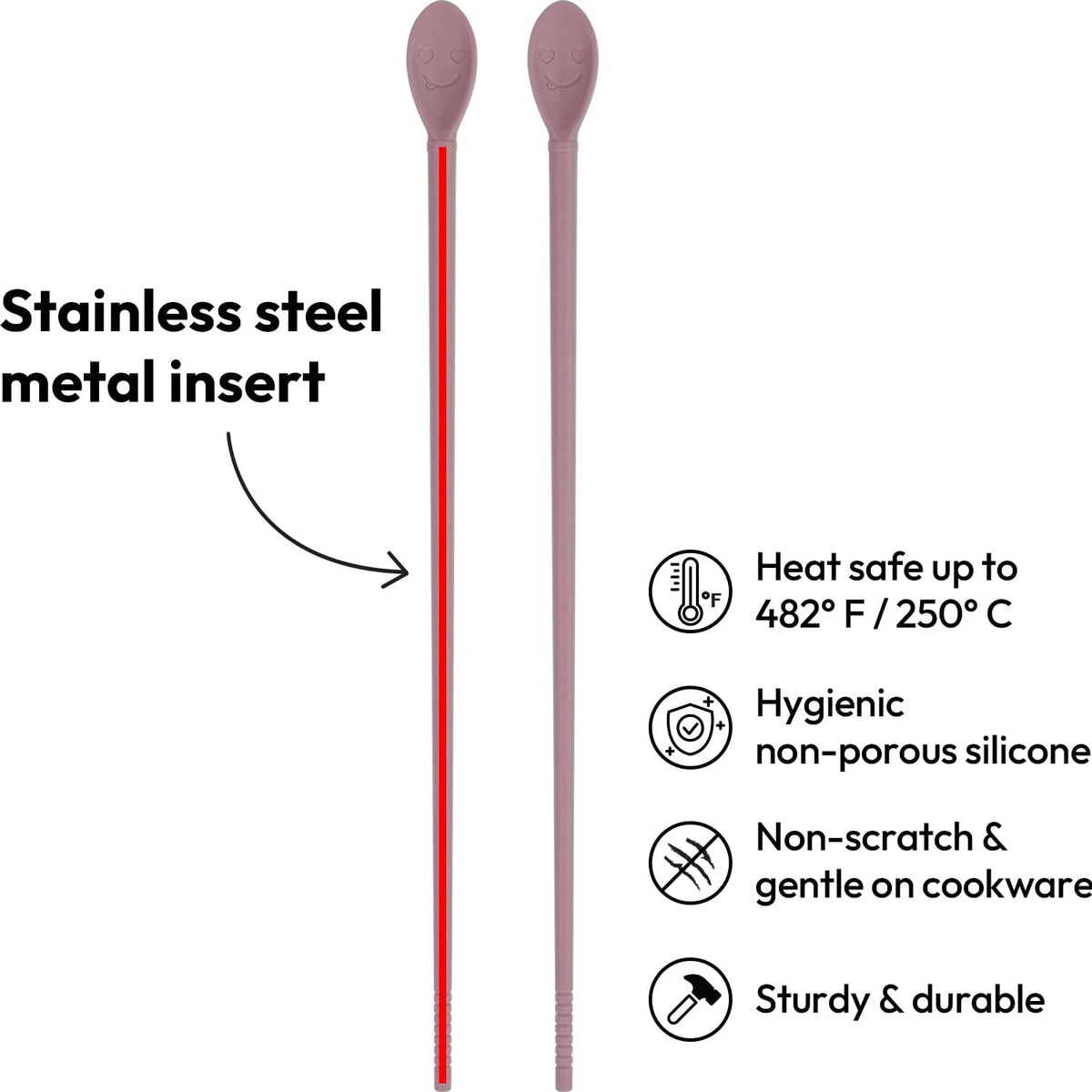 Silicone Cooking Chopsticks, 1 pair - Dusty Pink
