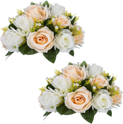 Flower Balls Wedding Table Centerpieces, Peachy Champagne & White