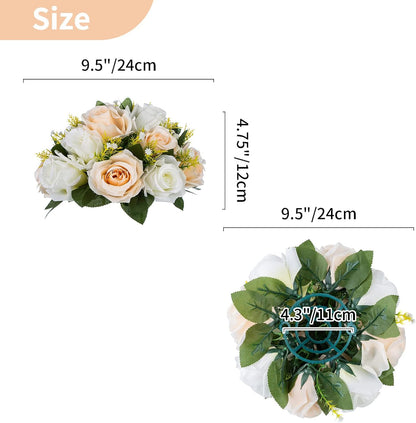 Flower Balls Wedding Table Centerpieces, Peachy Champagne & White