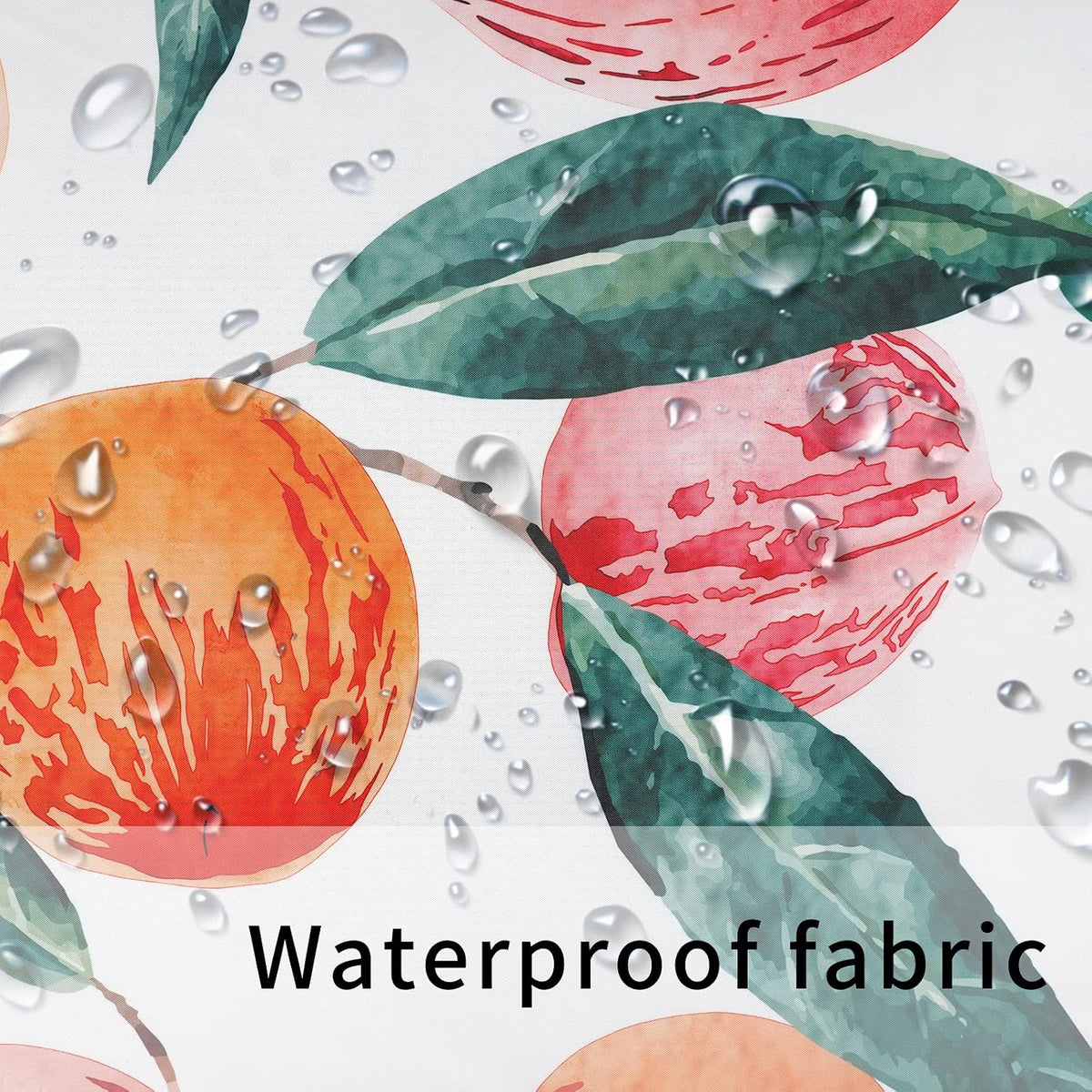 Pink Peach Shower Curtain Set Cute Watercolor Fruits Shower Curtains Waterproof Washable Shower Curtain 72"×72" with 12 Hooks Bathtubs Bathroom Accessories