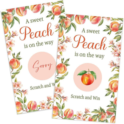 50 Pack A Sweet Peach Is On The Way Scratch Off Game Cards, Sweet Peach Baby Shower Games Scratch Off Games Cards for Diaper Raffle Game Baby Christening Baby Sprinkle Gender Reveal Party