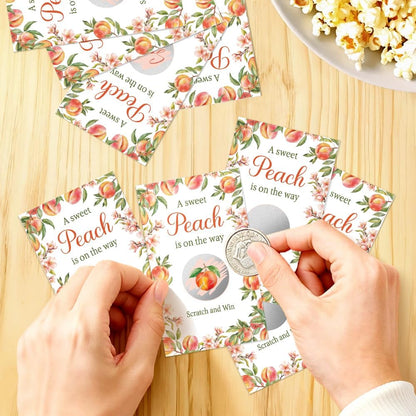 50 Pack A Sweet Peach Is On The Way Scratch Off Game Cards, Sweet Peach Baby Shower Games Scratch Off Games Cards for Diaper Raffle Game Baby Christening Baby Sprinkle Gender Reveal Party