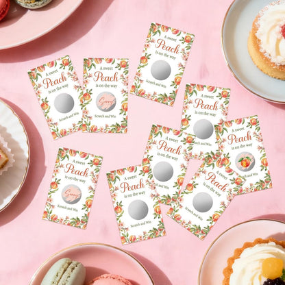 50 Pack A Sweet Peach Is On The Way Scratch Off Game Cards, Sweet Peach Baby Shower Games Scratch Off Games Cards for Diaper Raffle Game Baby Christening Baby Sprinkle Gender Reveal Party