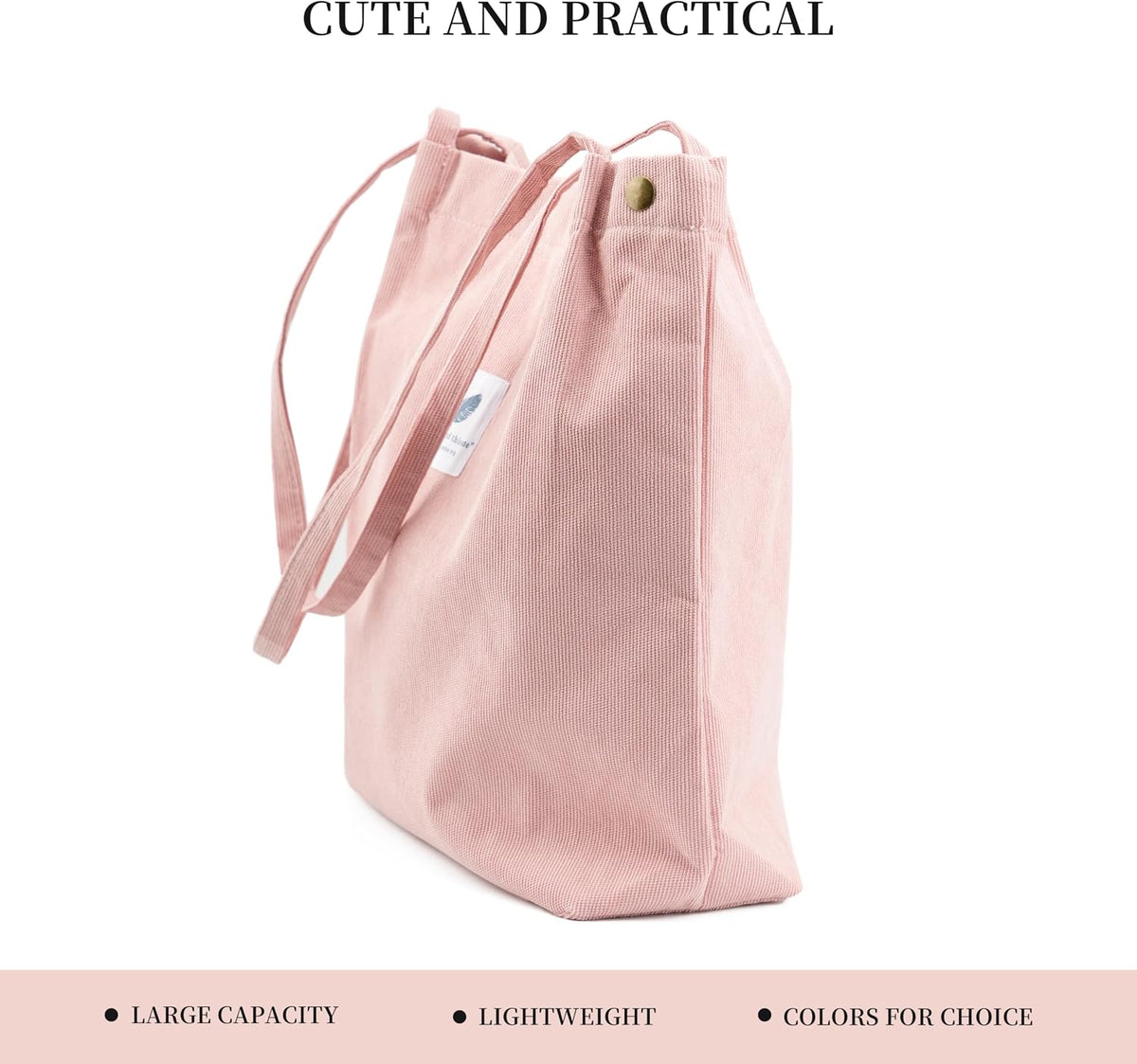 Cute Corduroy Tote Bag Canvas Shoulder Handbags for Women Travel Shopping